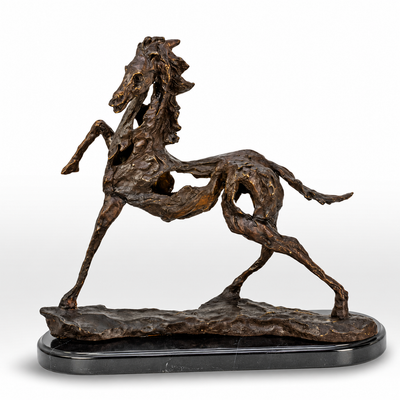 Modern Bronze Sculpture of a Horse on a Marble Base | Handcrafted