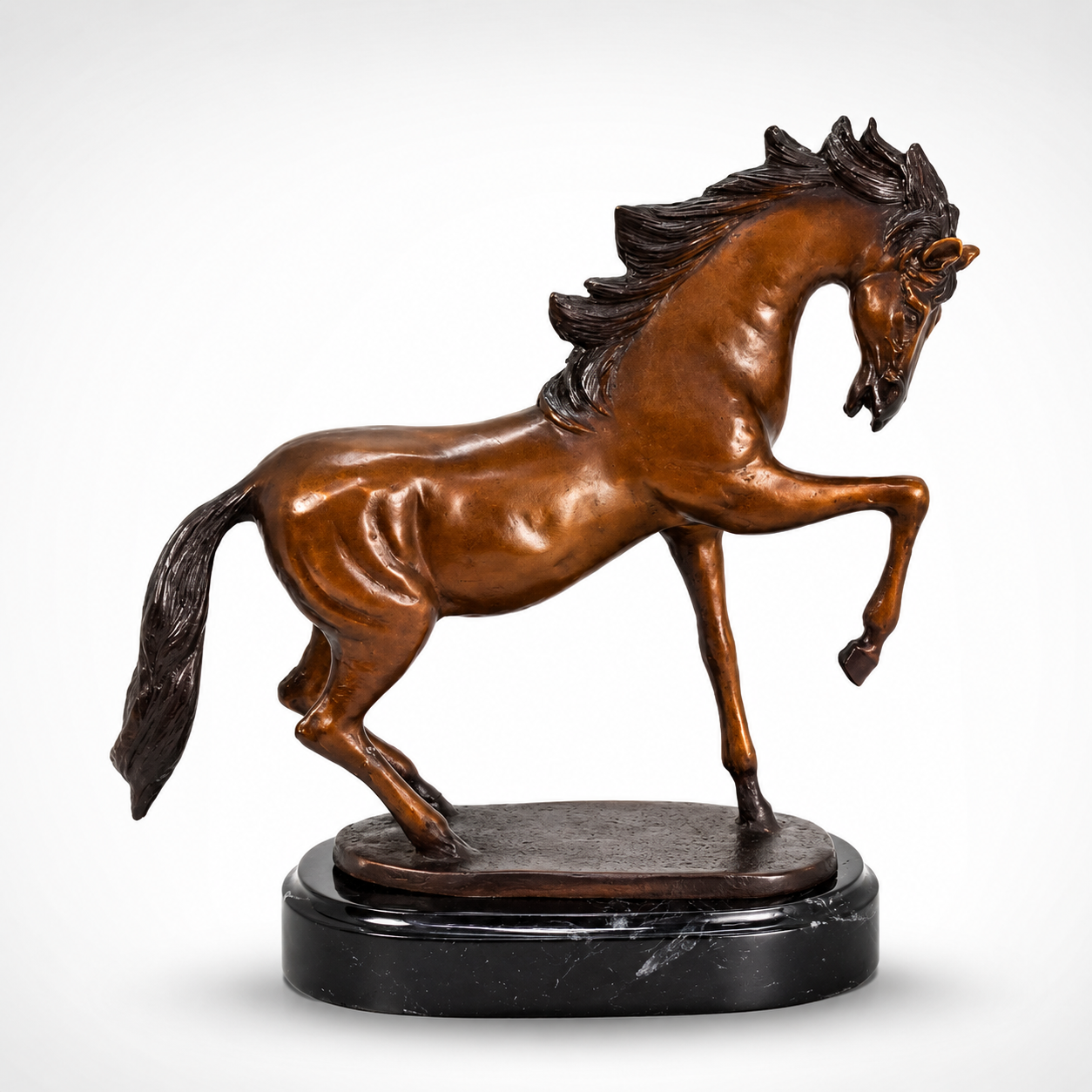 Bronze Horse on Marble Base | Animals | Home Decor | Handcrafted