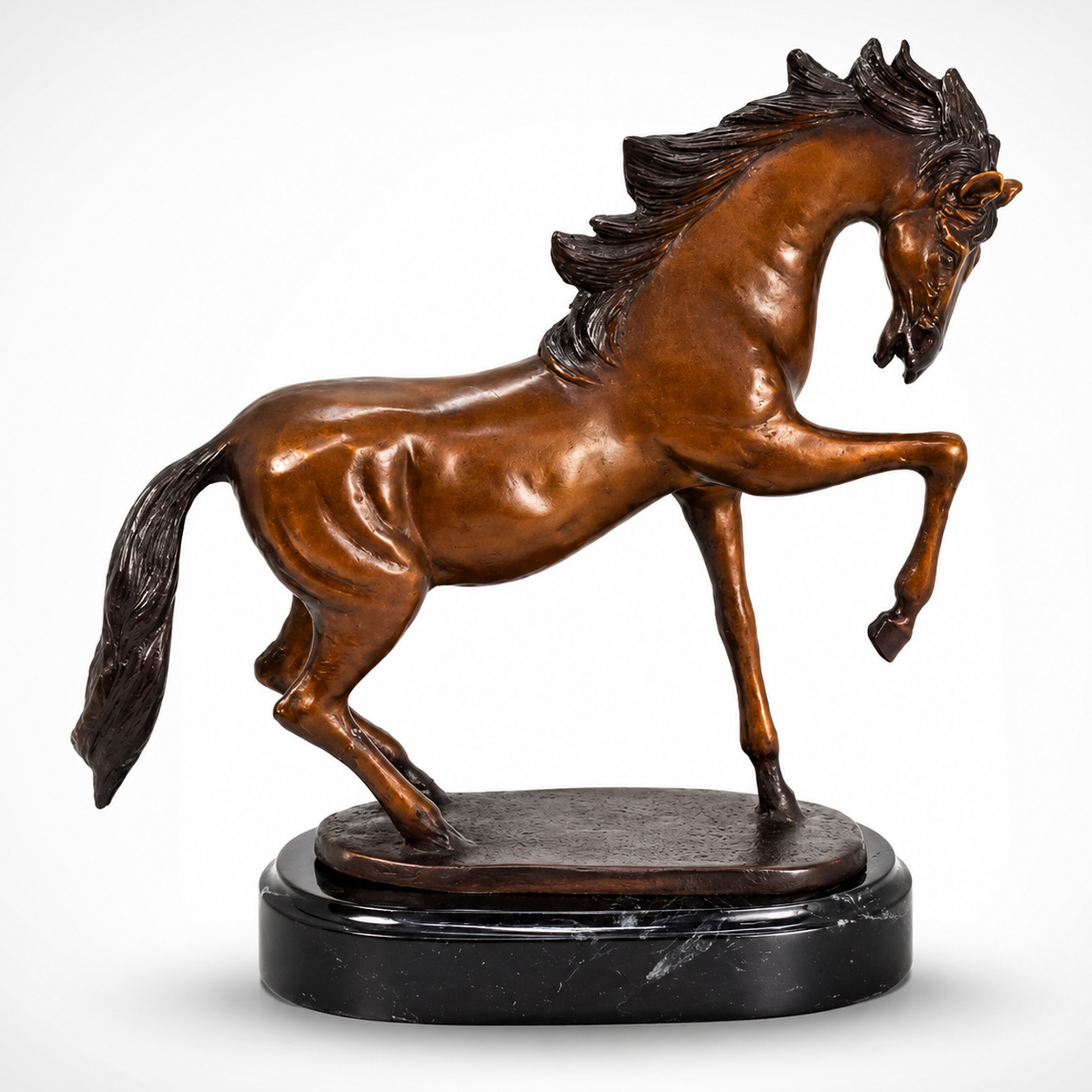 Bronze Horse on Marble Base | Animals | Home Decor | Handcrafted