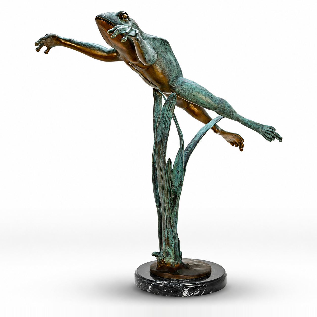 Bronze Jumping Frog Fountain | Handcrafted Bronze Decor