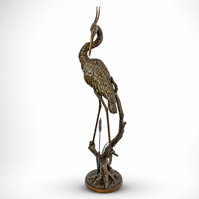 Elegant Heron Bird Statue | Handcrafted Bronze Decor