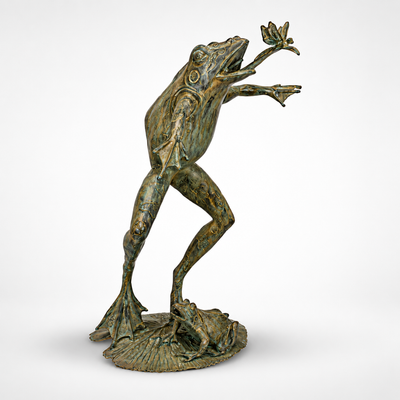 Dancing Frog Sculpture | Handcrafted Bronze Decor
