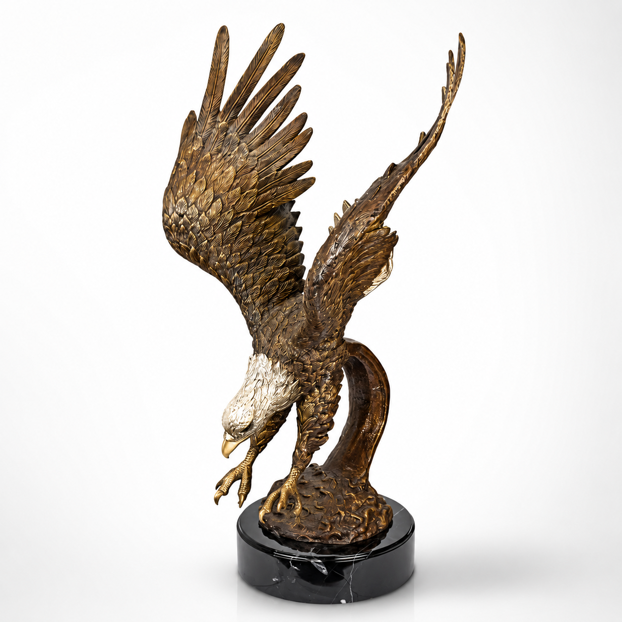 Bronze Eagle in Dive Sculpture