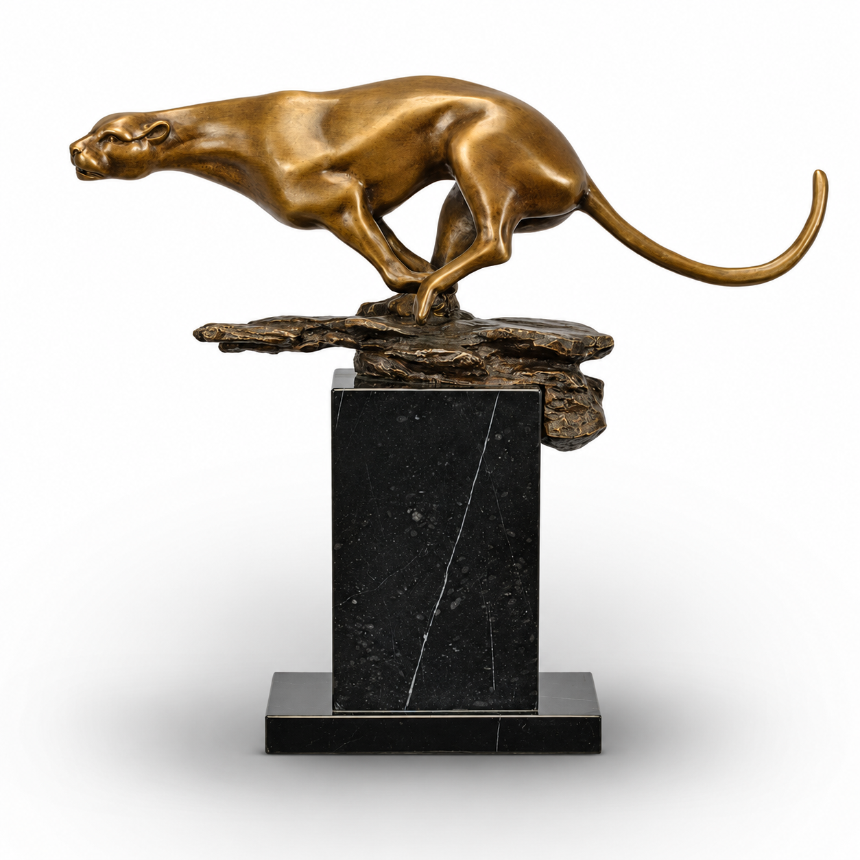 Bronze Running Jaguar Sculpture