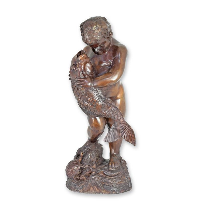 Bronze Boy with Fish Fountain