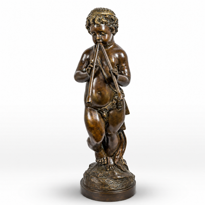 Cherub Flute Player Statue | Handcrafted Bronze Decor