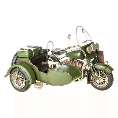 Tin model military motorcycle with sidecar | Handcrafted Home Decor