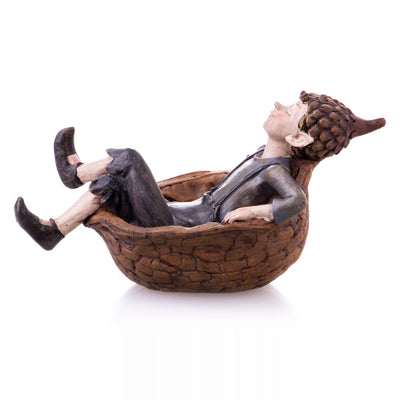 Leprechaun in a nutshell hand-painted polyresin figure | Handcrafted