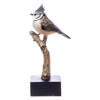Crested Bird Statue | Handcrafted Resin Decor | Unique Home Accent