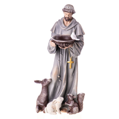 Polyresin figure of Saint Francis with animals | Handcrafted Resin