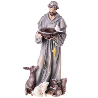 Polyresin figure of Saint Francis with animals | Handcrafted Resin