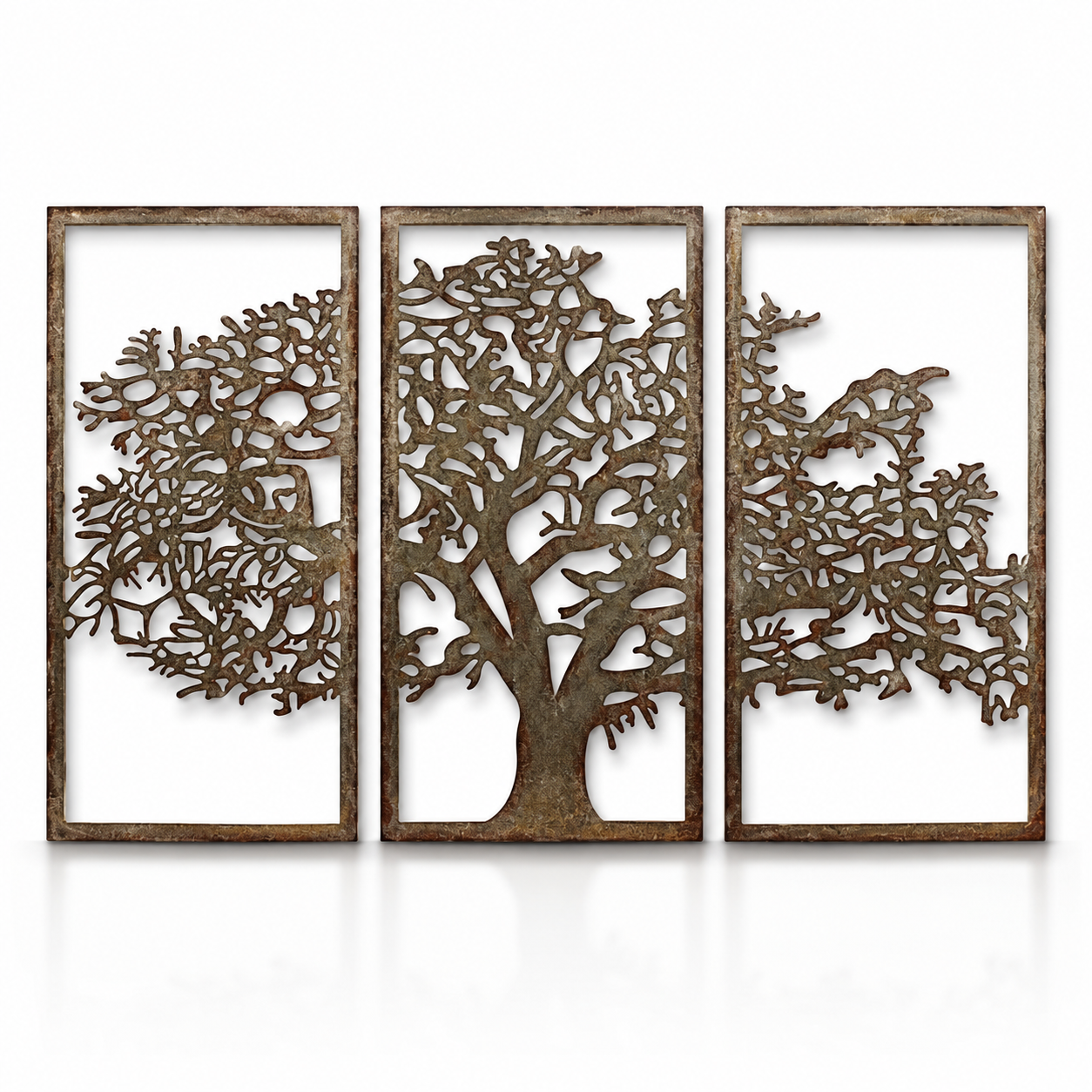Iron Tree Wall Decor Triptych – 3-Panel Metal Art, Wall Plaques & Sign