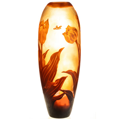 Handmade cameo glass vase signed "Gallé" and "Tip" | Handcrafted Glass
