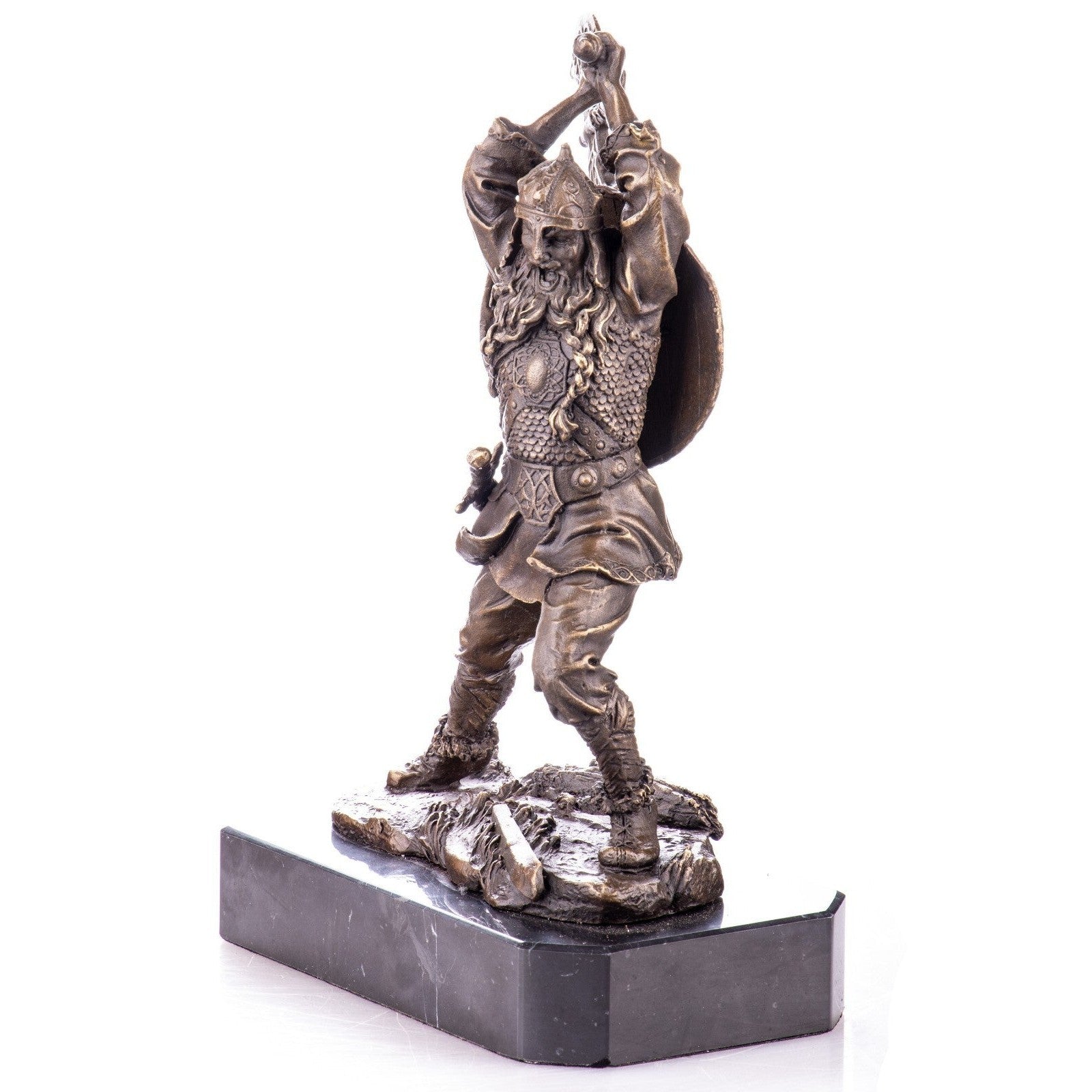 Viking Warrior Bronze Sculpture with Battle Axe | Figurines & Statues