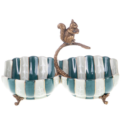 Vintage Dual Ceramic Bowl with Squirrel Handle | Vases & Bowls