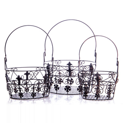 Metal baskets set/3 | Handcrafted Garden Decor | Unique Home Accent