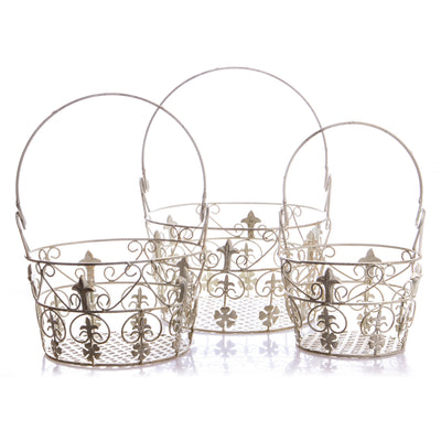 Metal baskets set/3 | Handcrafted Garden Decor | Unique Home Accent