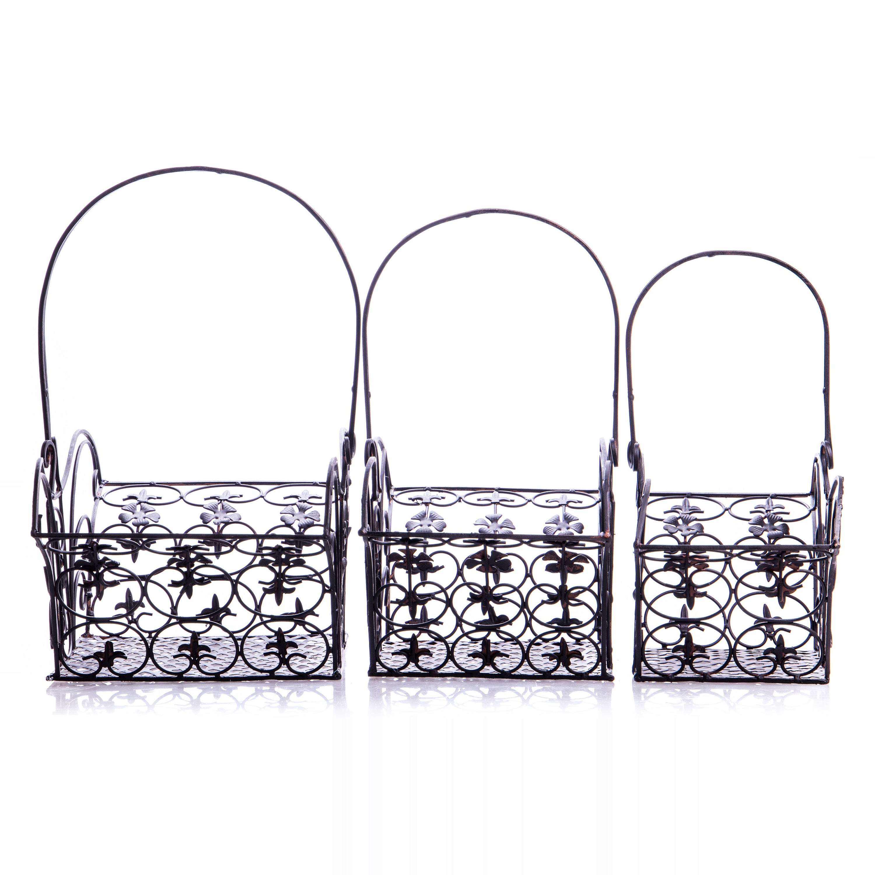 Metal baskets set/3 | Handcrafted Garden Decor | Unique Home Accent