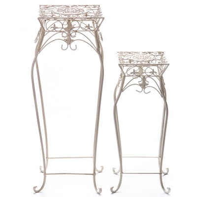 Metal flower stool set/2 | Handcrafted Garden Decor | Unique Home