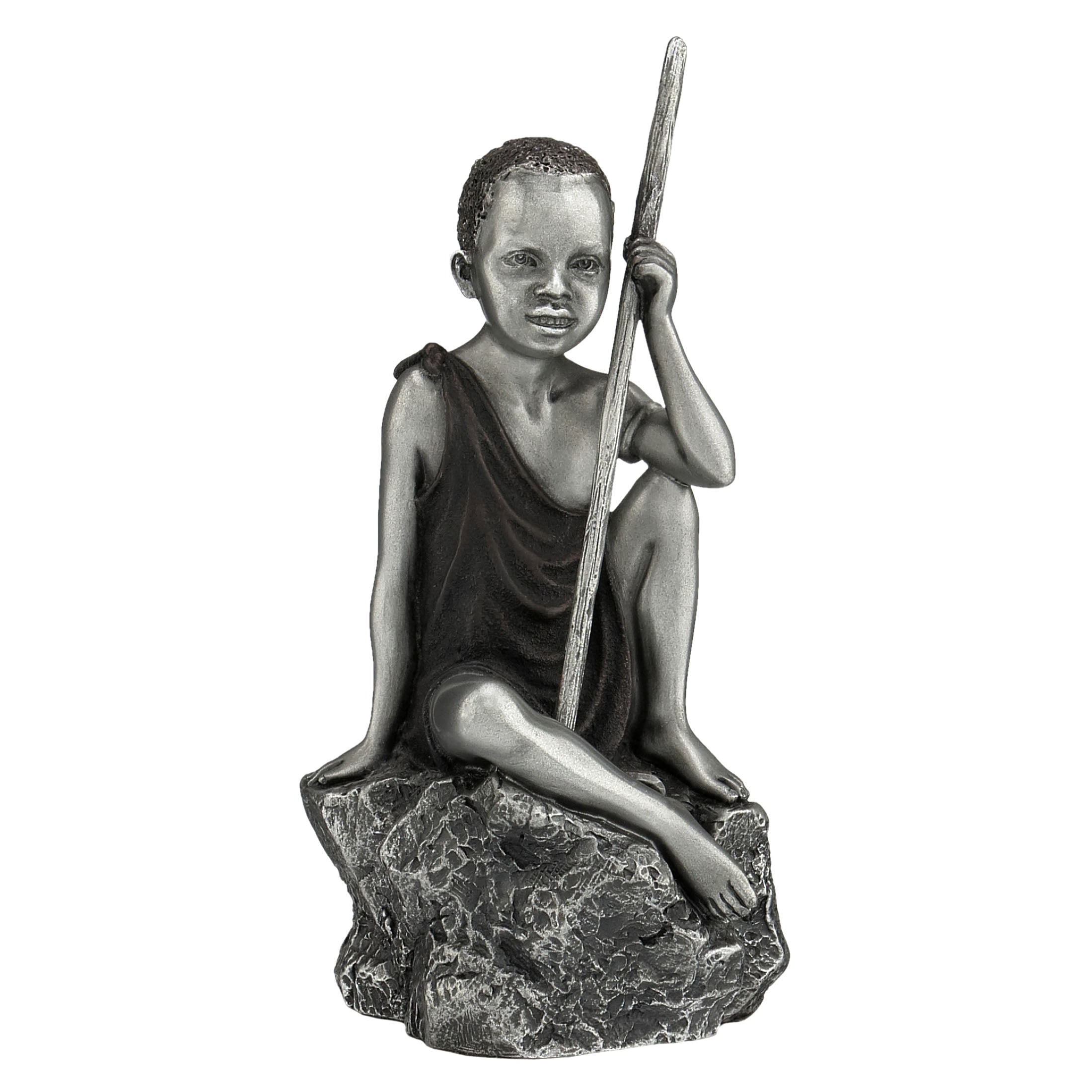 Maasai Kid Sitting On The Rock(Pewter)