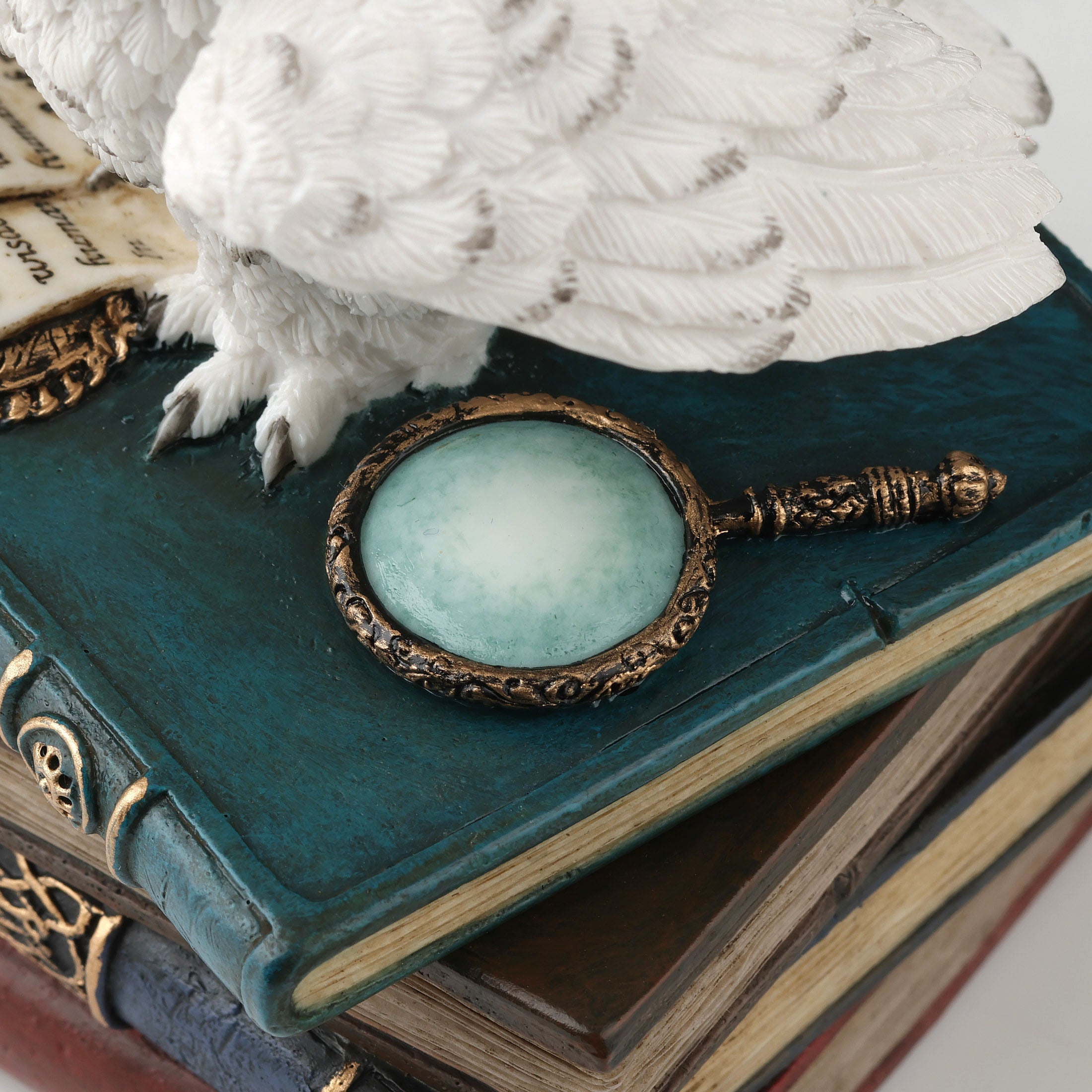 Snow Owl Flap Wings On Books Trinket Box