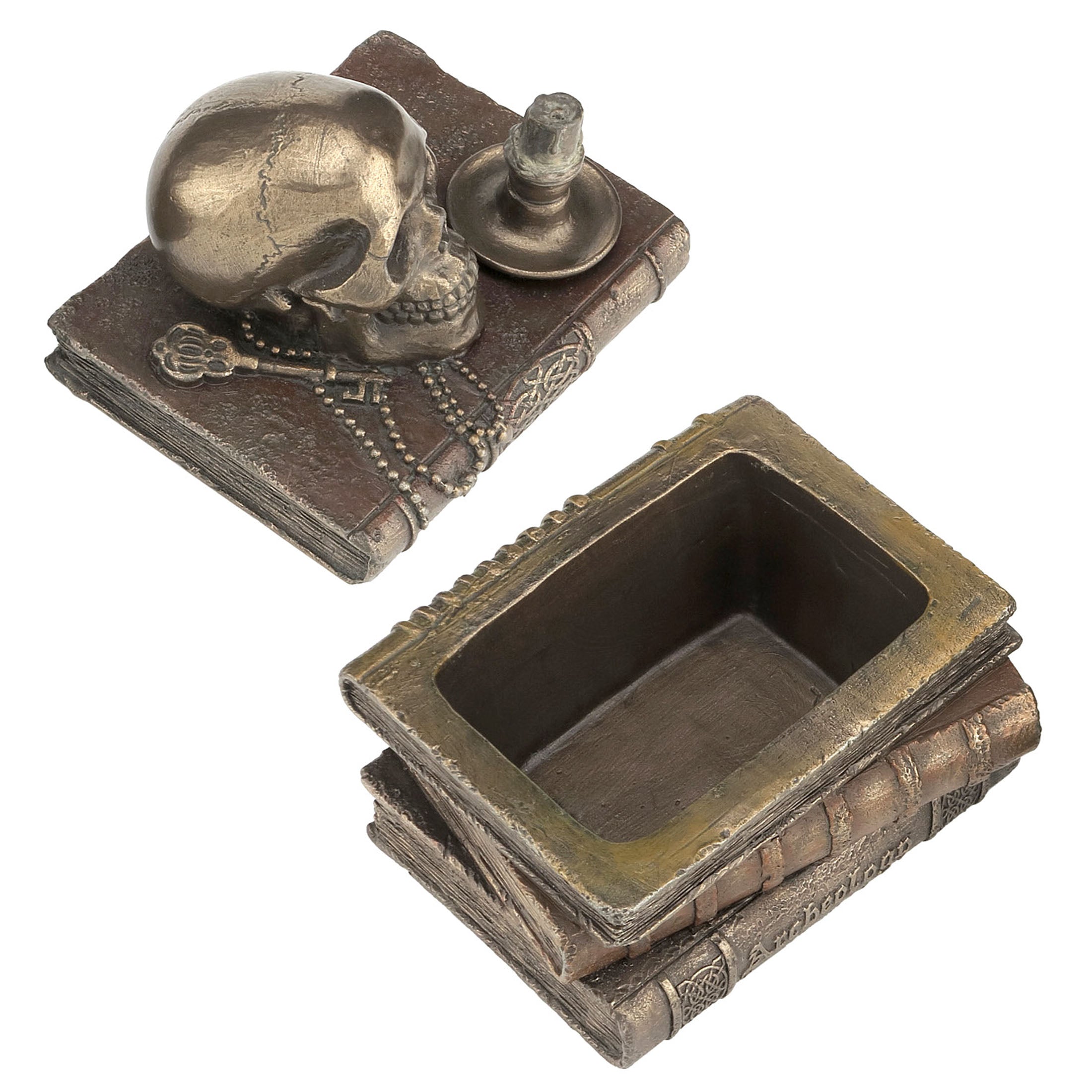 Wizard'S Study Trinket Box With Skull And Candle