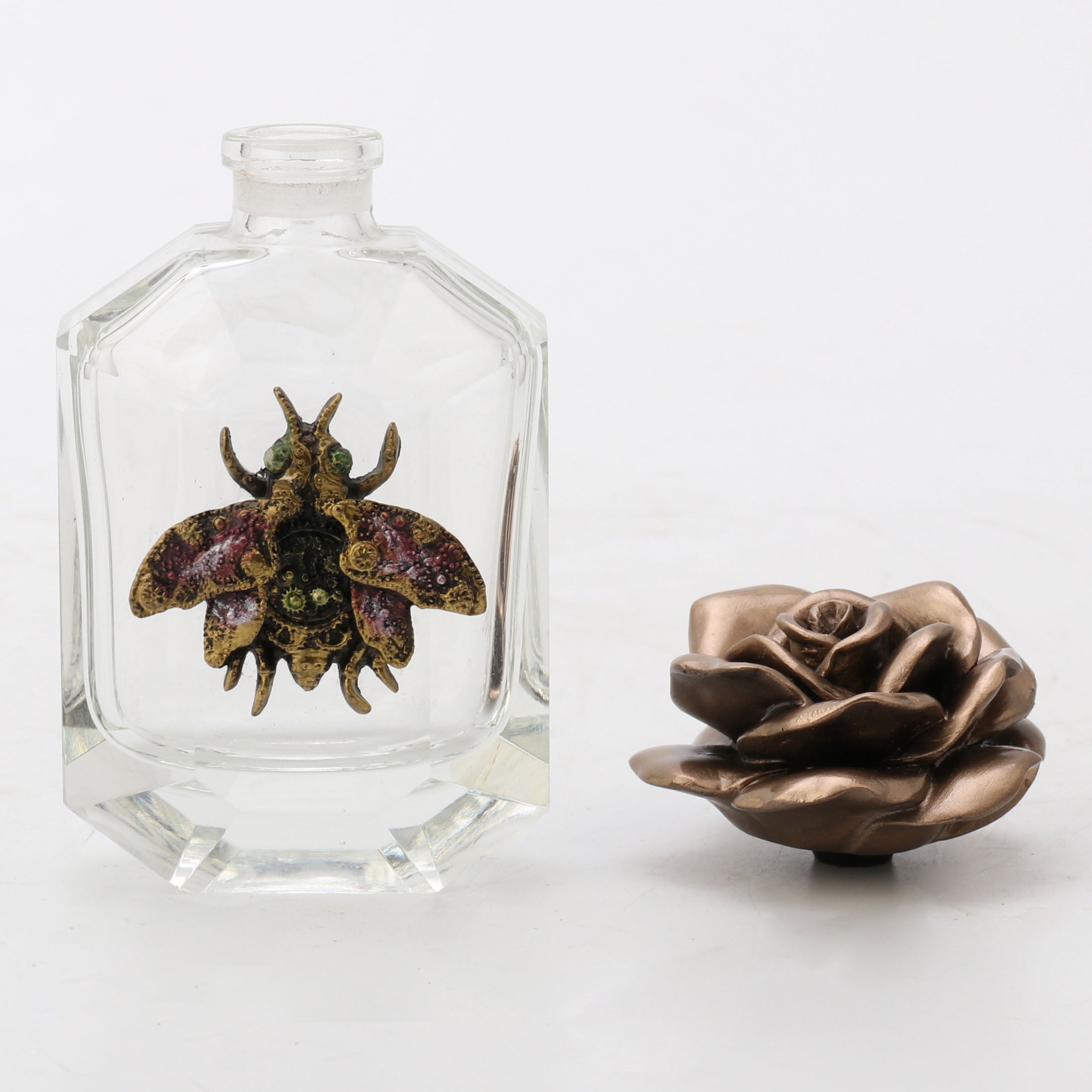 Steampunk Bumblebee Perfume Bottle With Flower Lid