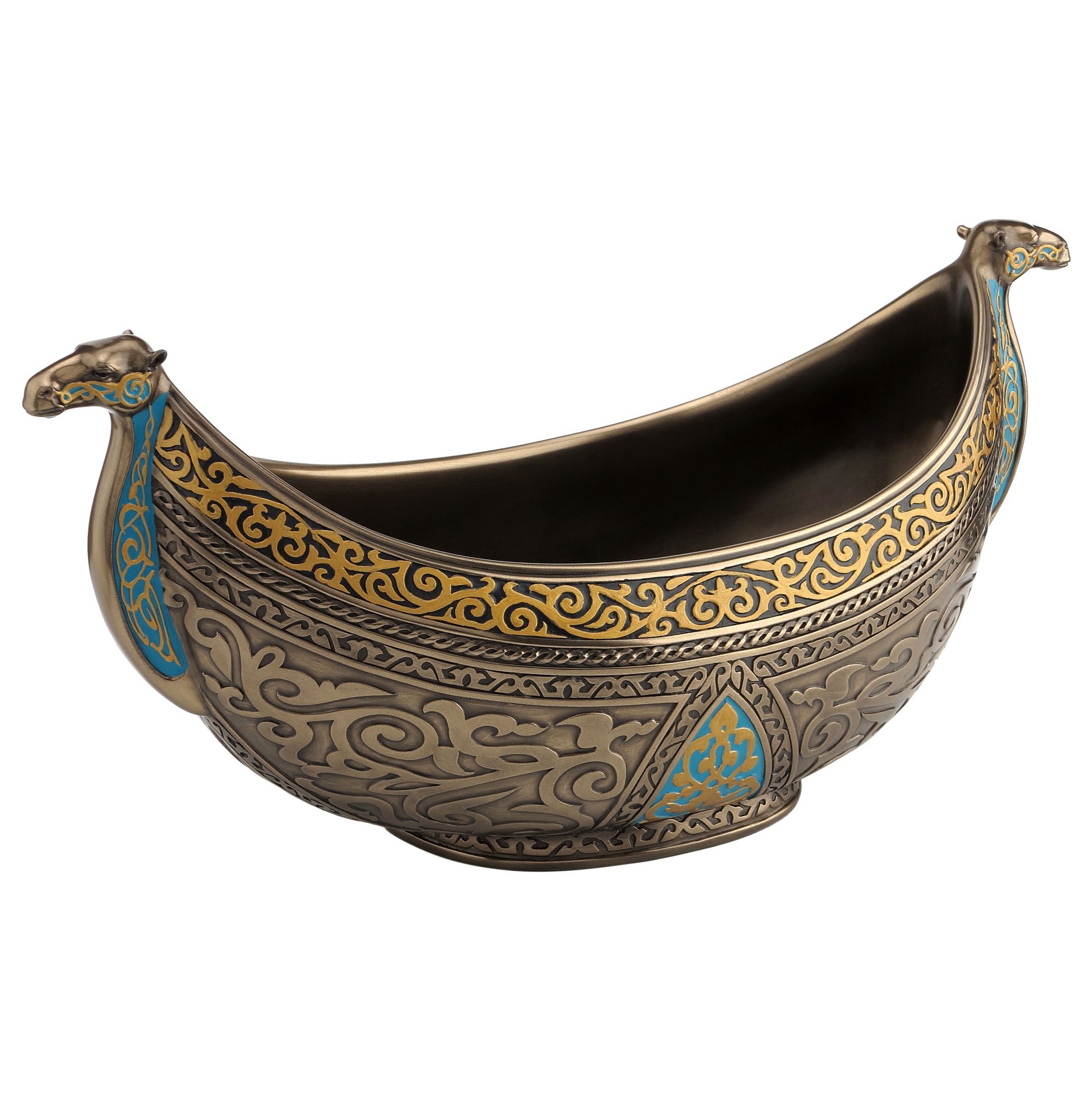 Turquoise Long Bowl With Camel Head Ends