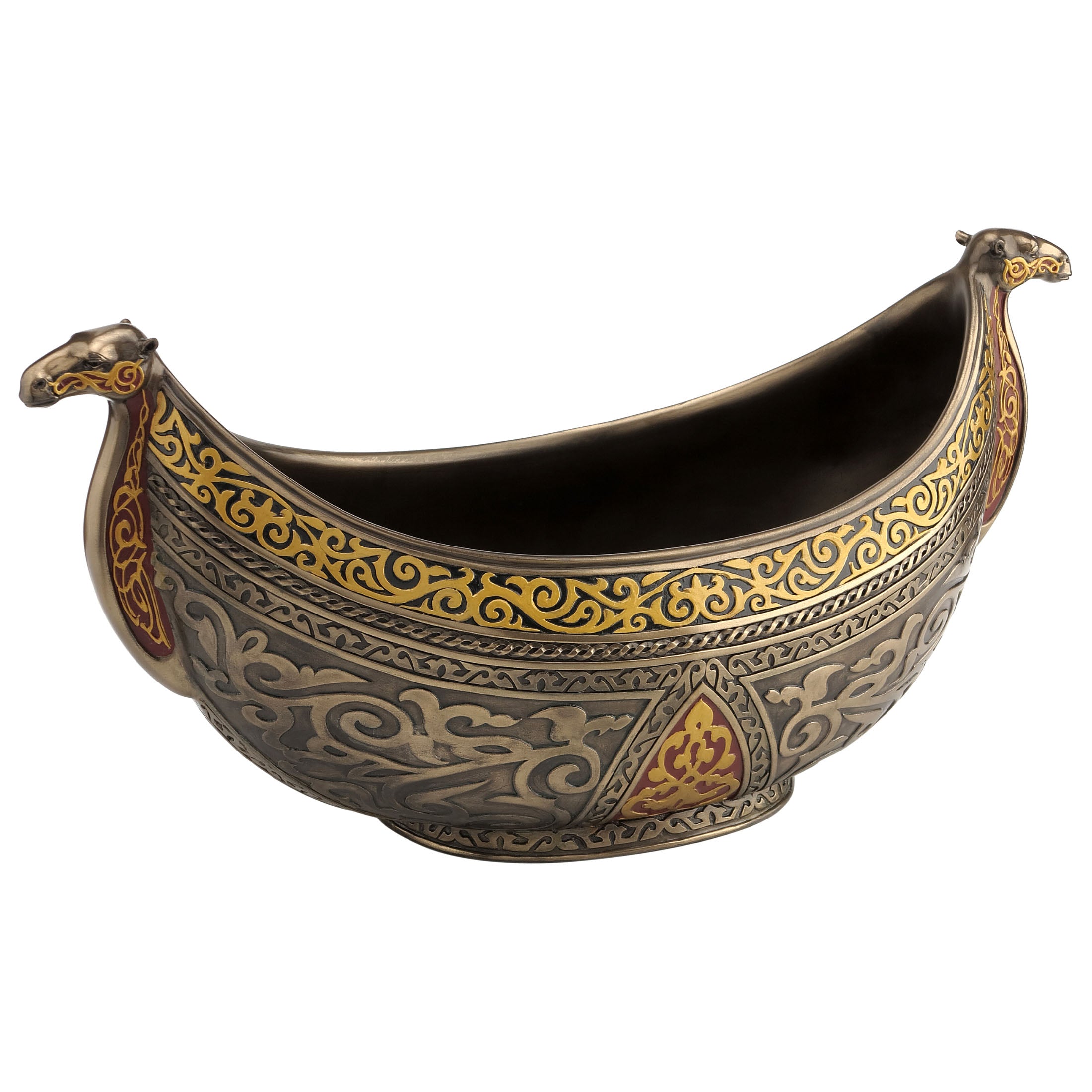 Red Long Bowl With Camel Head Ends