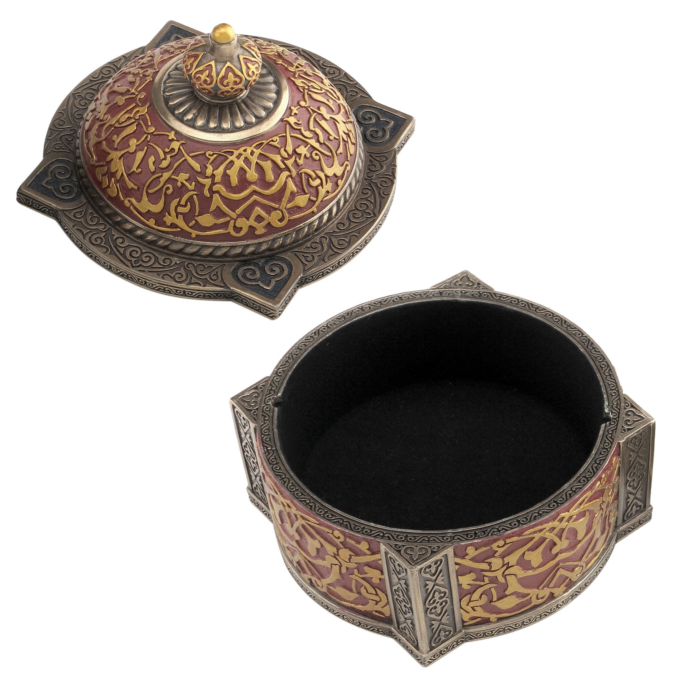 Red Four Pillar Dome Trinket Box