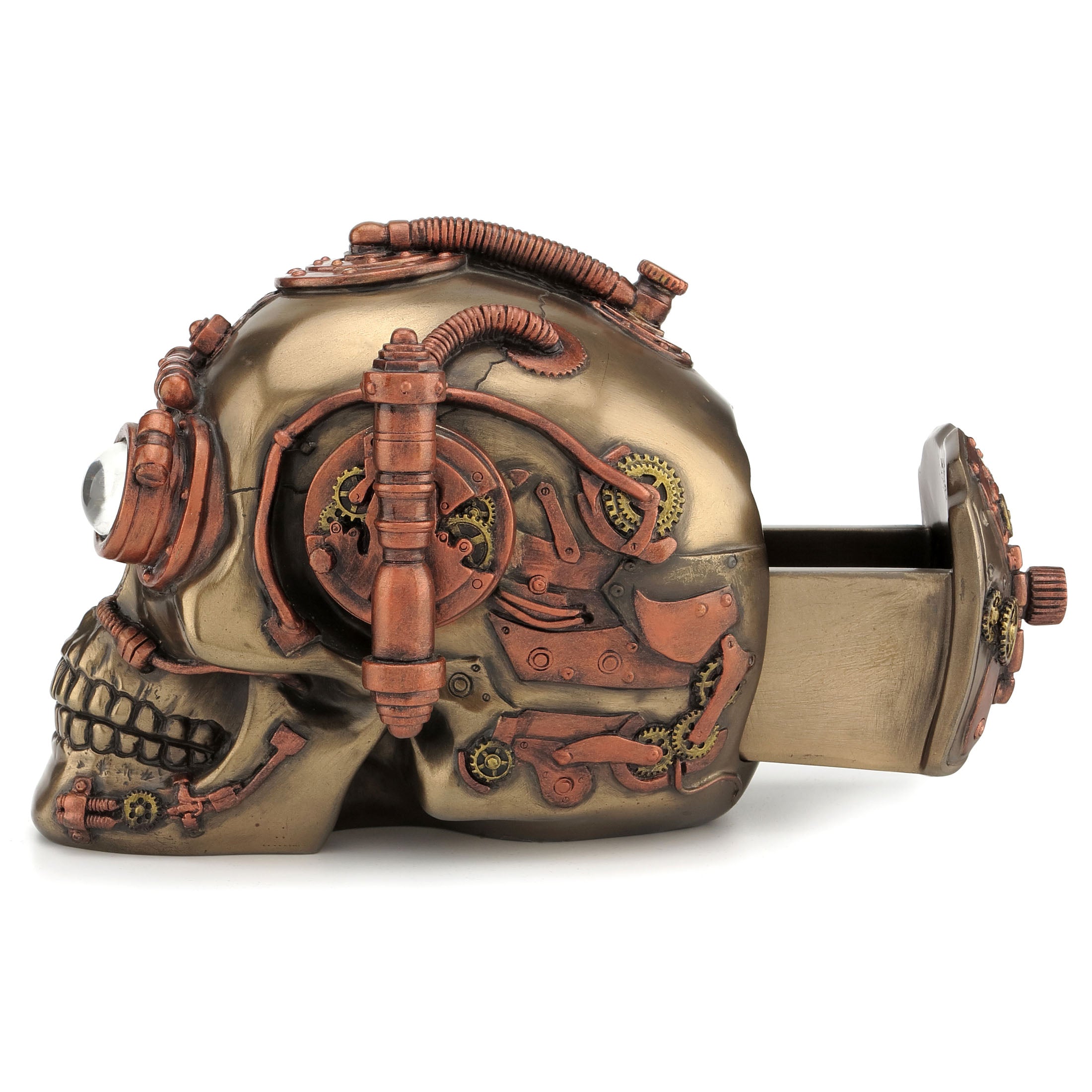 Steampunk Skull With Secret Drawer Trinket Box (Mbz+Copper)