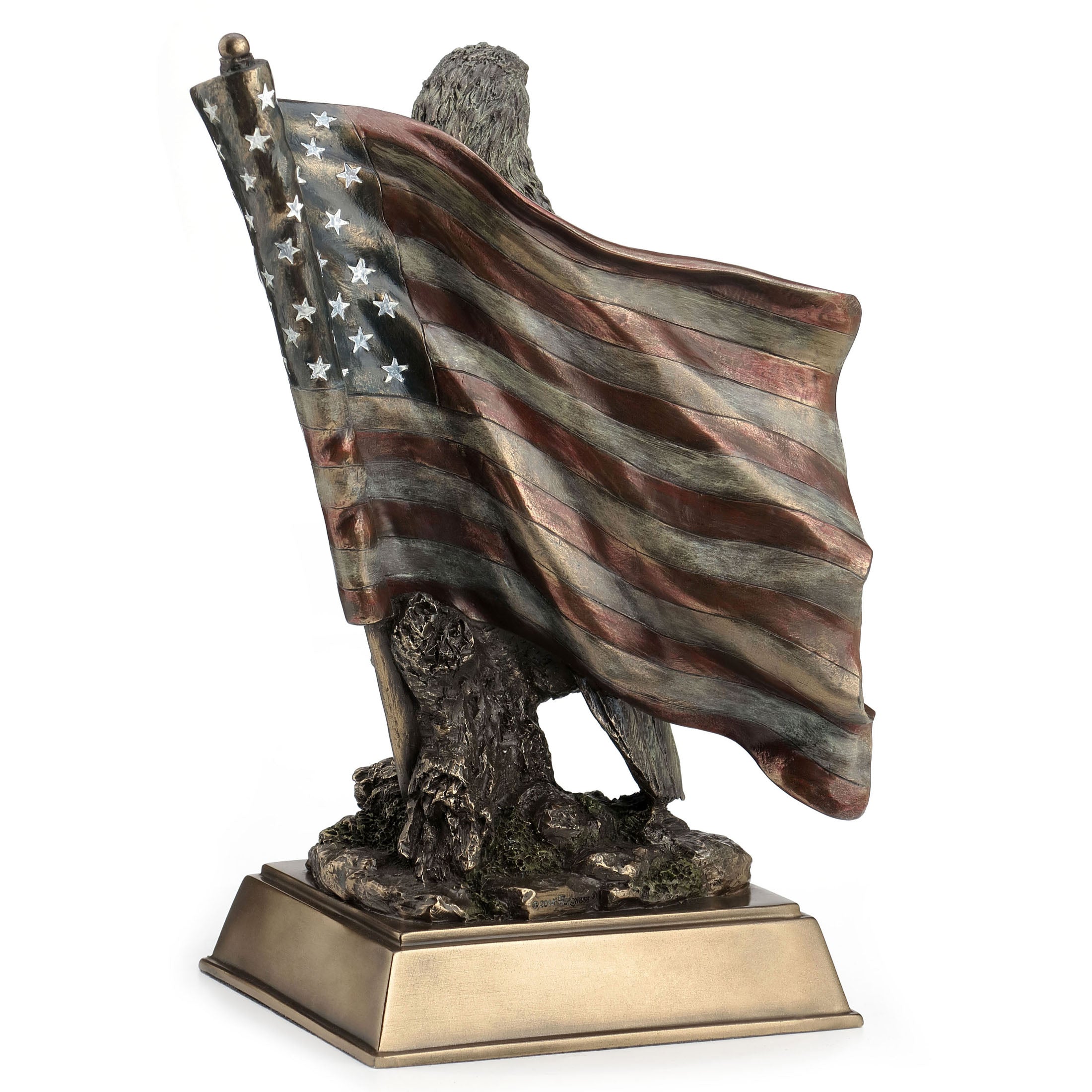 American Pride Bald Eagle Perch On Branch With Stars and Stripes