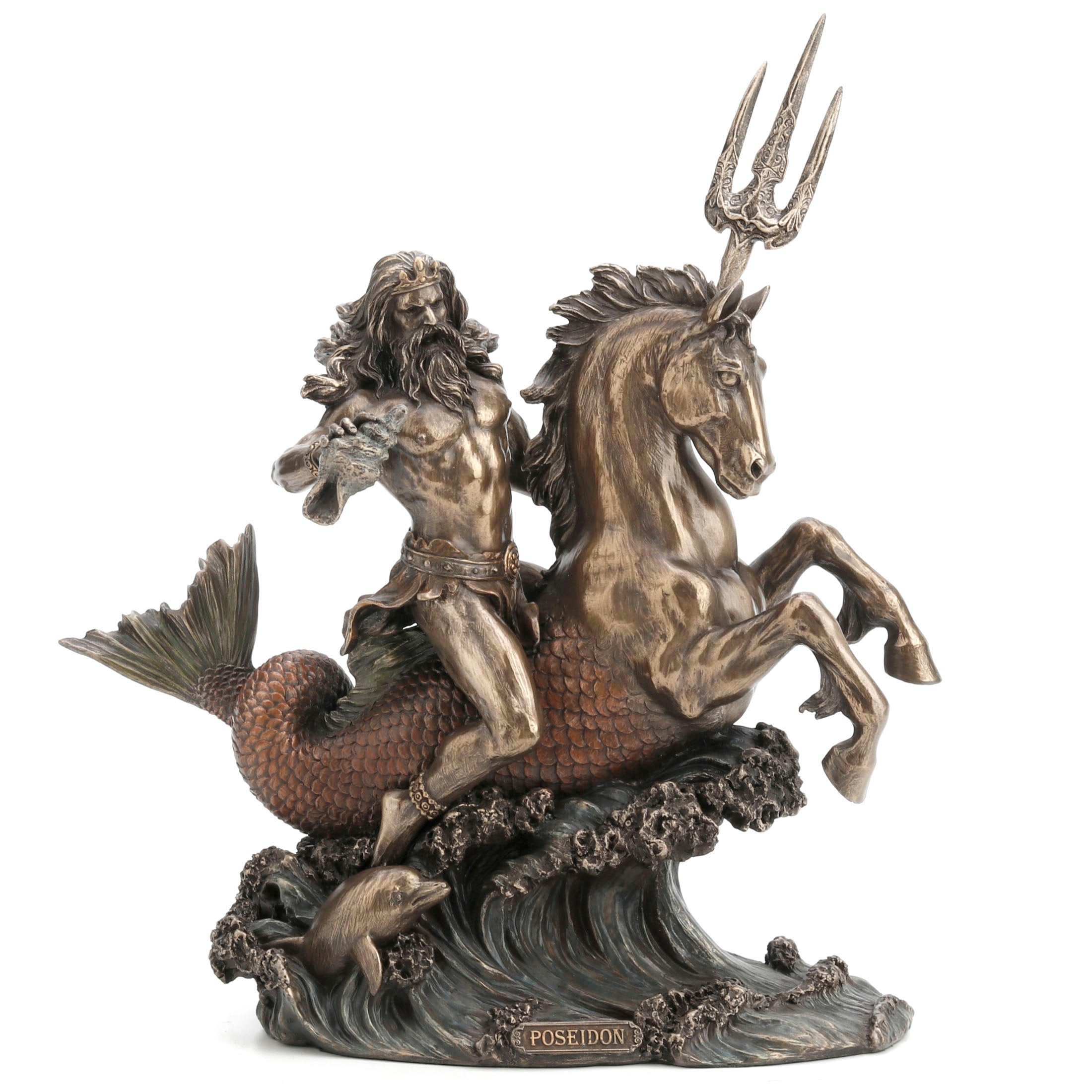 Poseidon With Trident Riding A Hippocampus