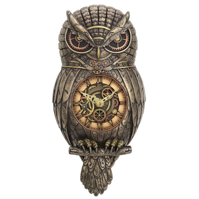 Steampunk Owl Pendulum Wall Clock
