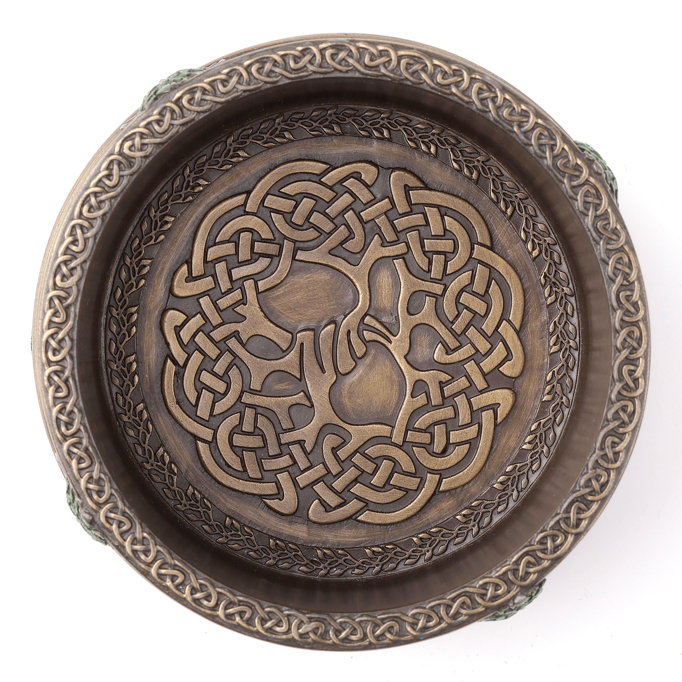 Green Man Acorn Round Trinket Box