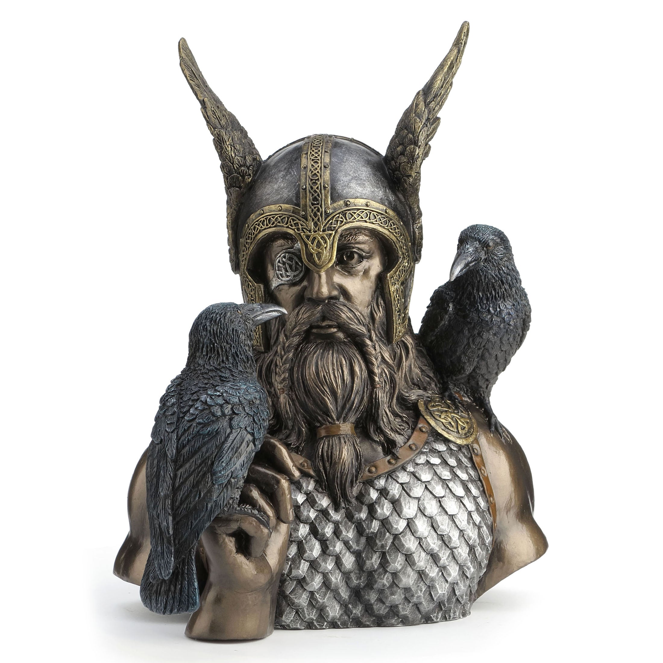 Norse God Odin With Ravens Half Bust