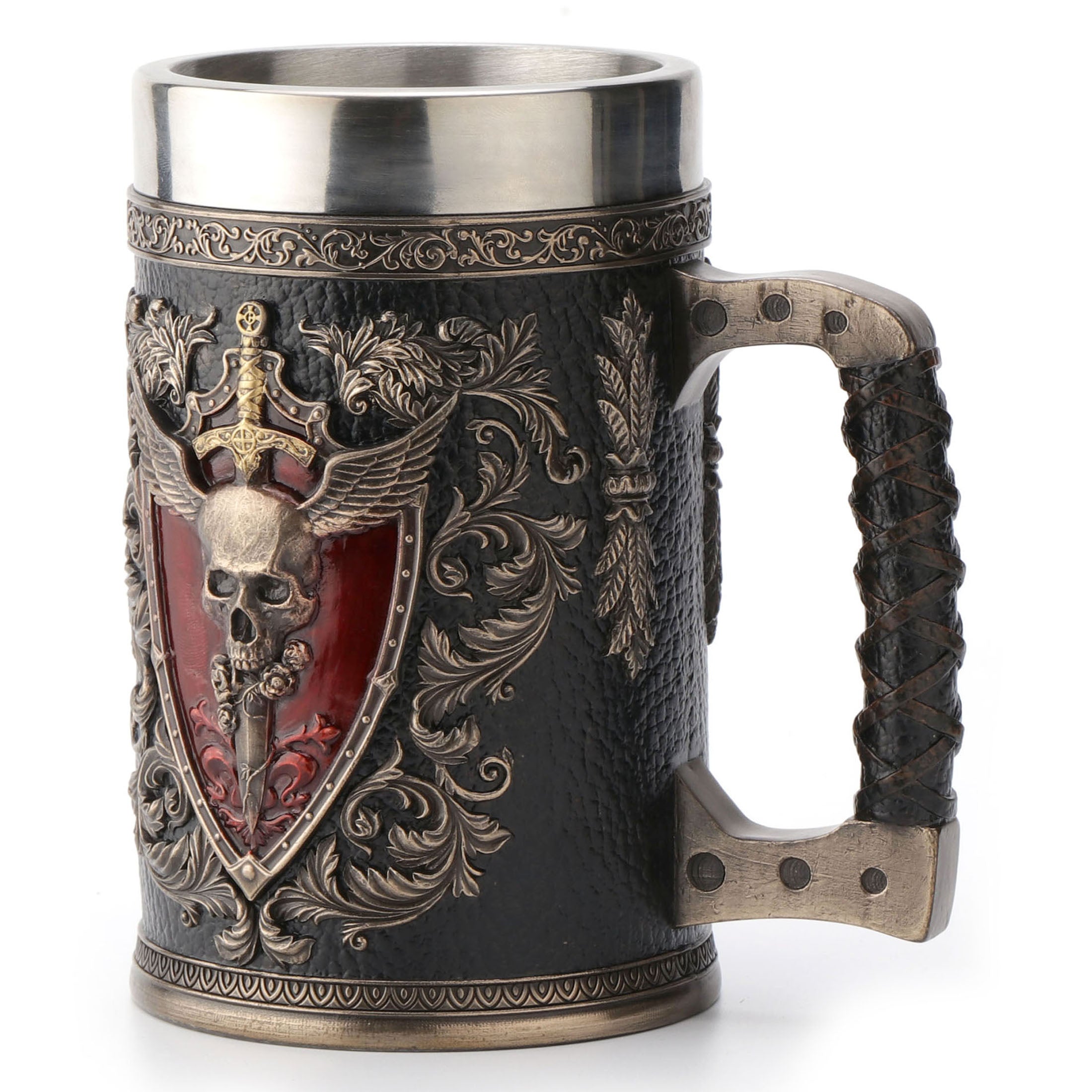 Winged Skull Crest Beer Stein (Stainless Steel Tumbler)