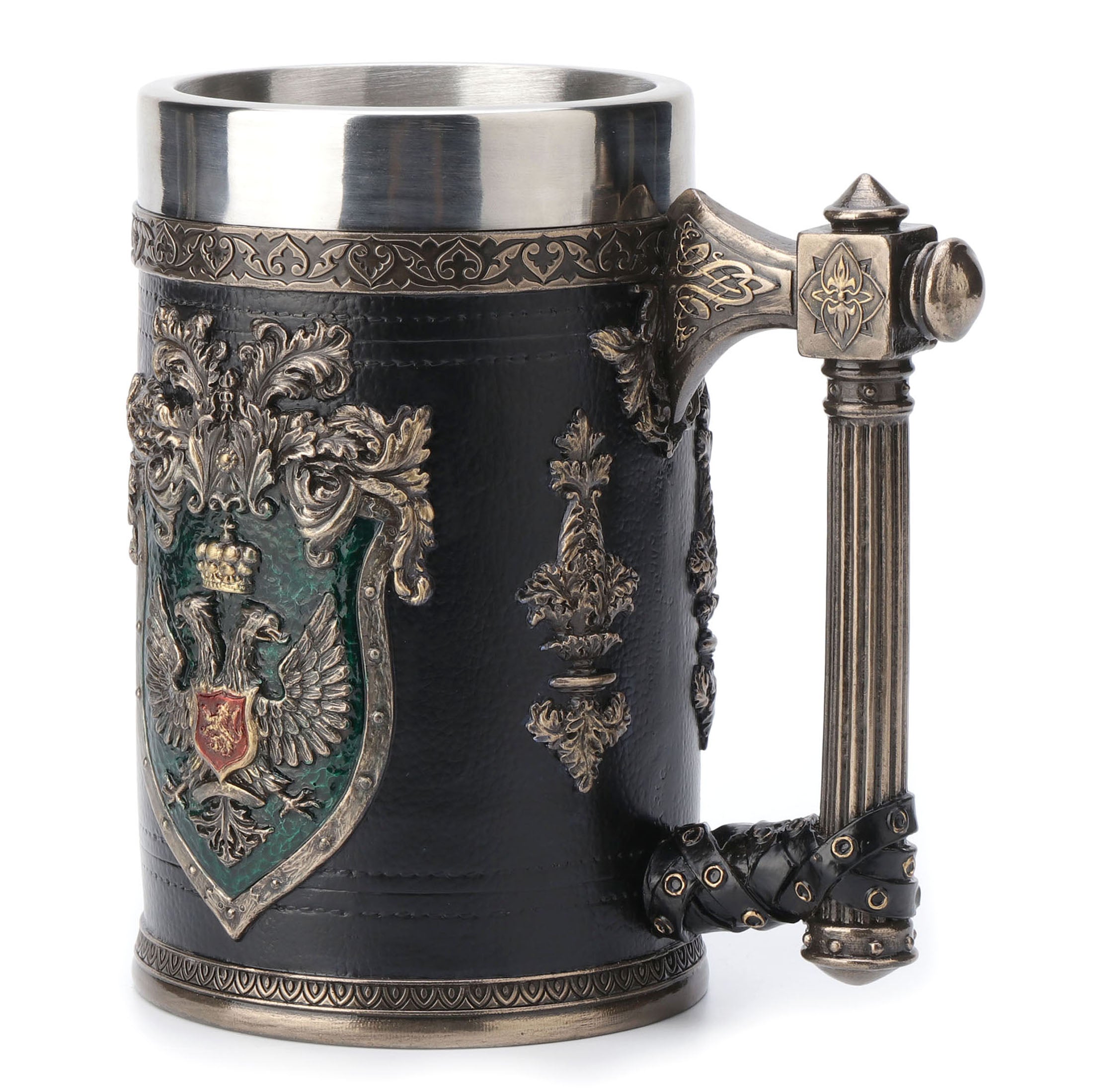 Double Headed Eagle Crest Axe Handle Beer Stein (Stainless Steel Tumbler)