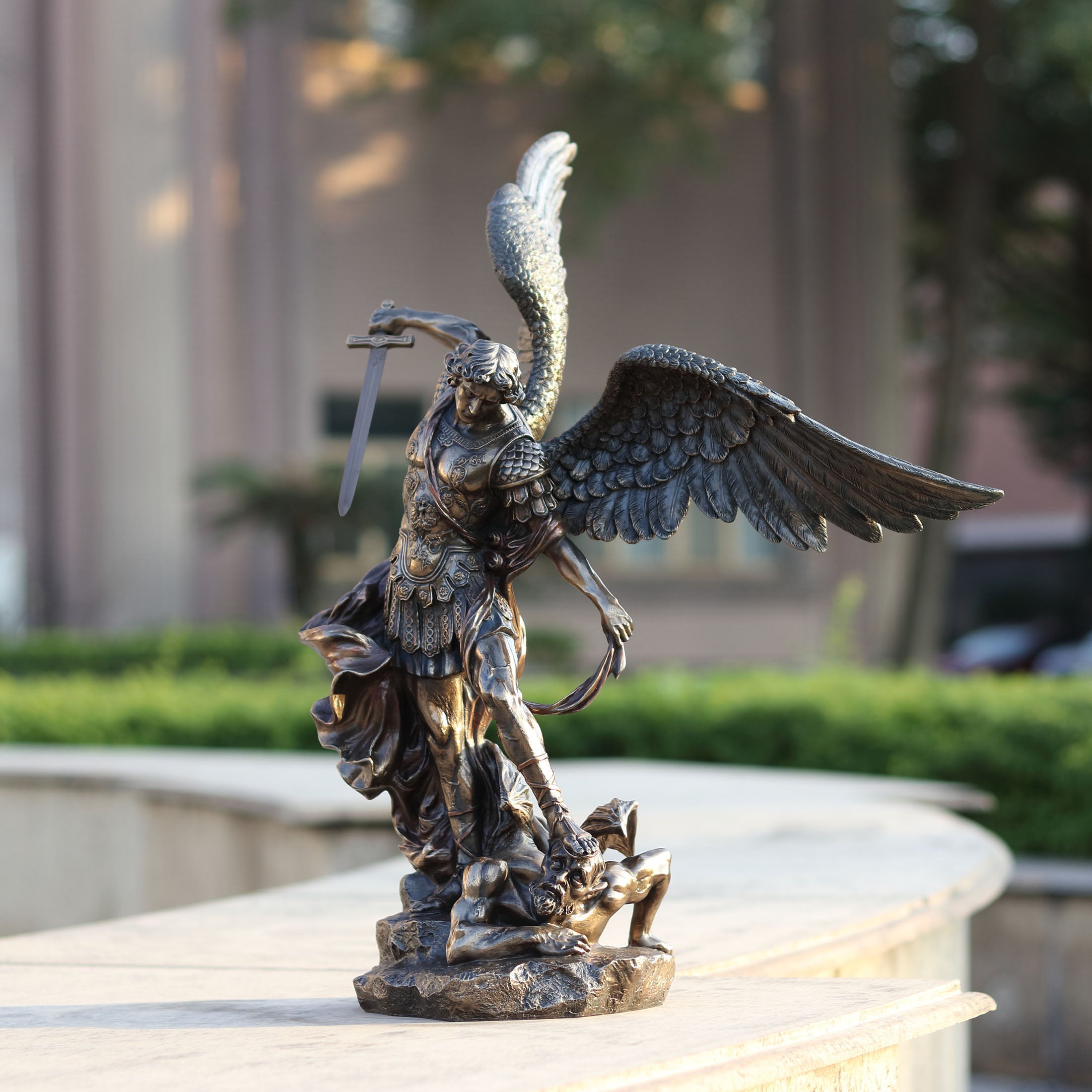 Saint Michael Standing Over Demon With Sword