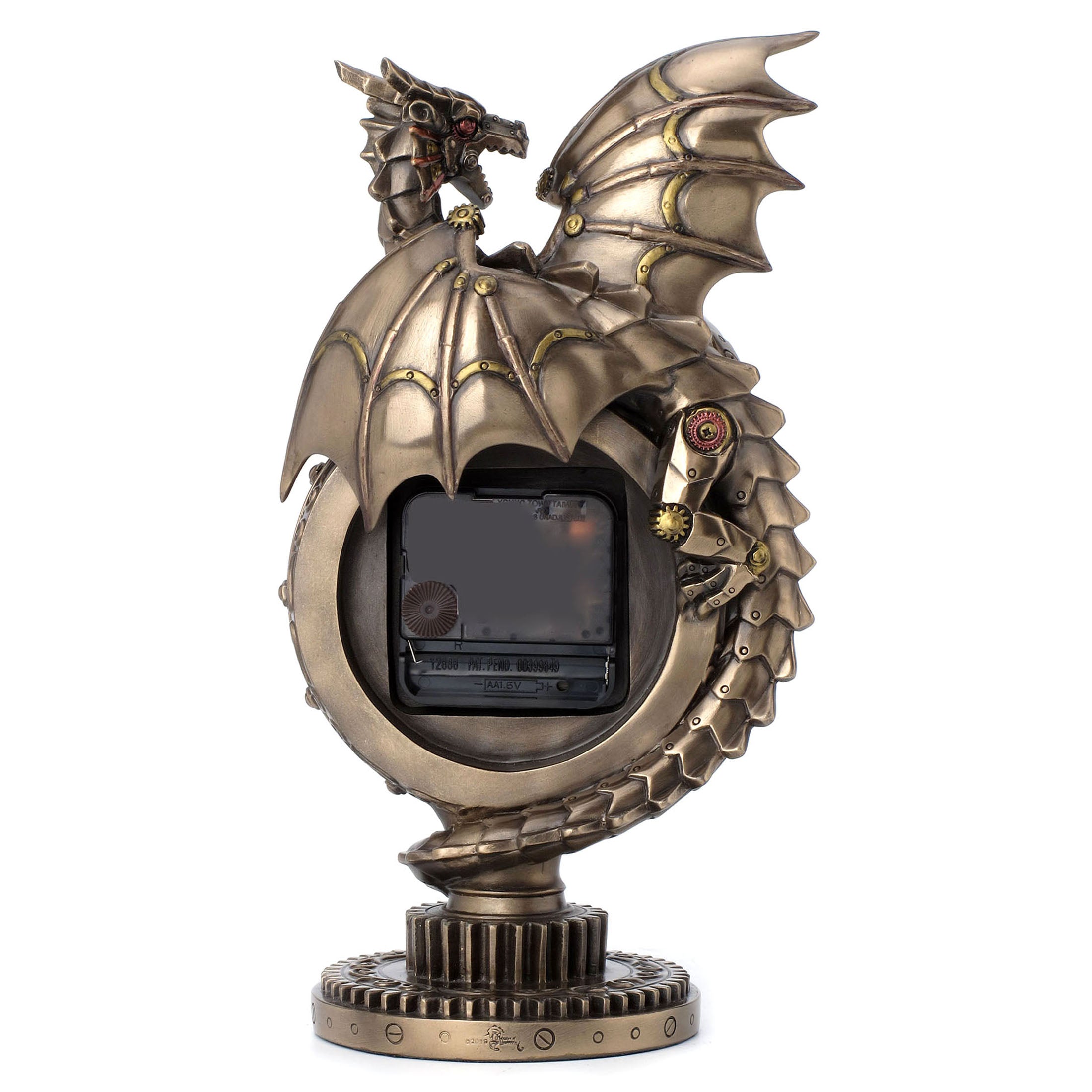 Steampunk Dragon Clock On Gear Stand
