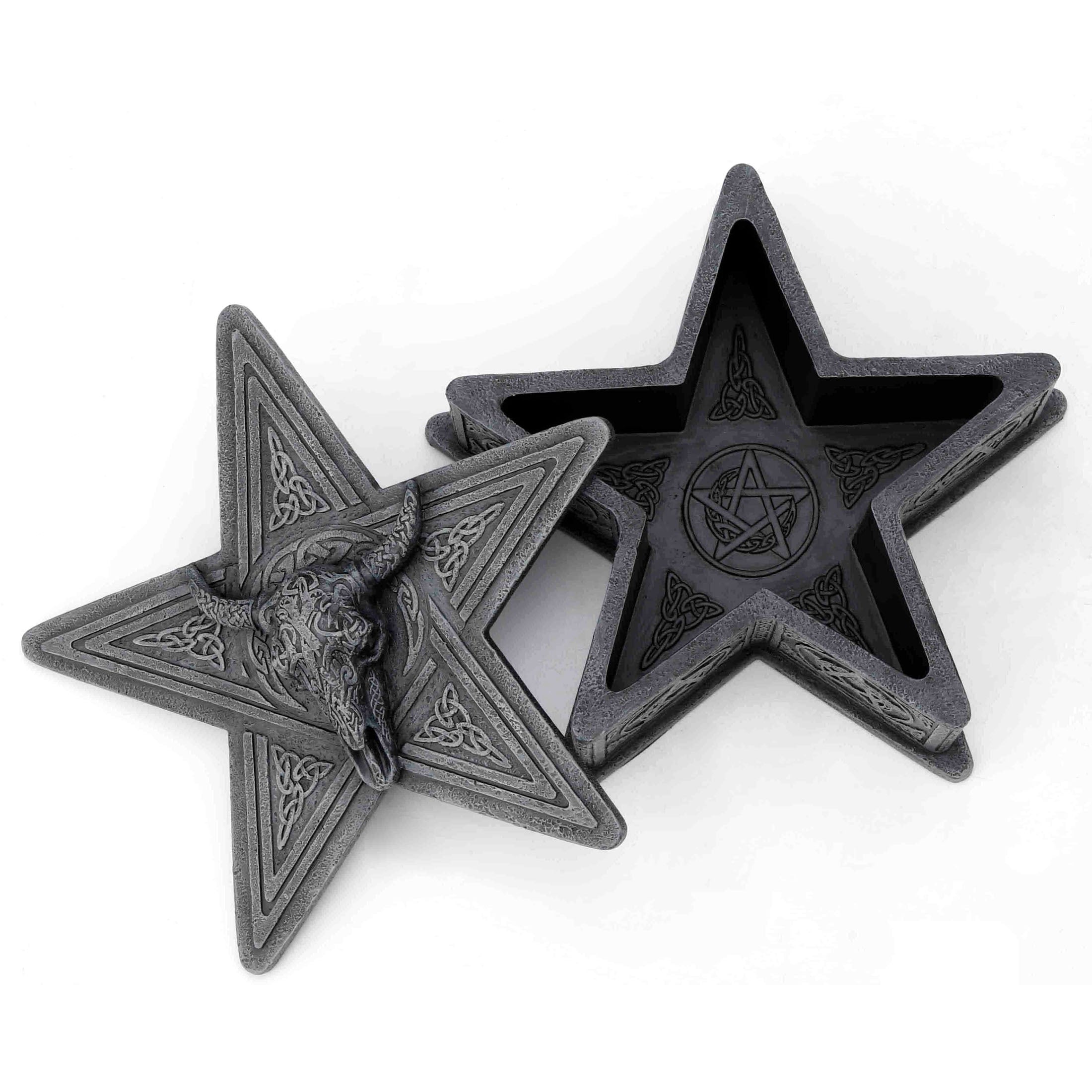 Occult Cow Skull Pentagram Trinket Box