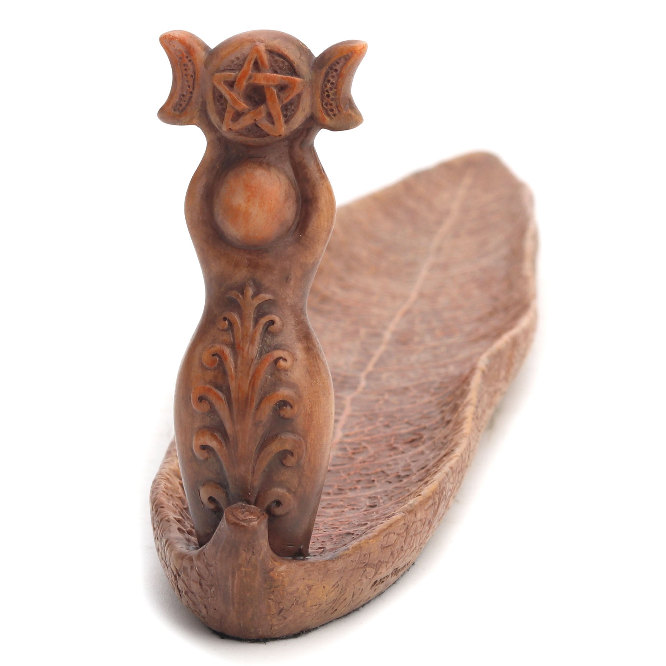 Triple Moon Spiral Goddess Figure Incense Holder