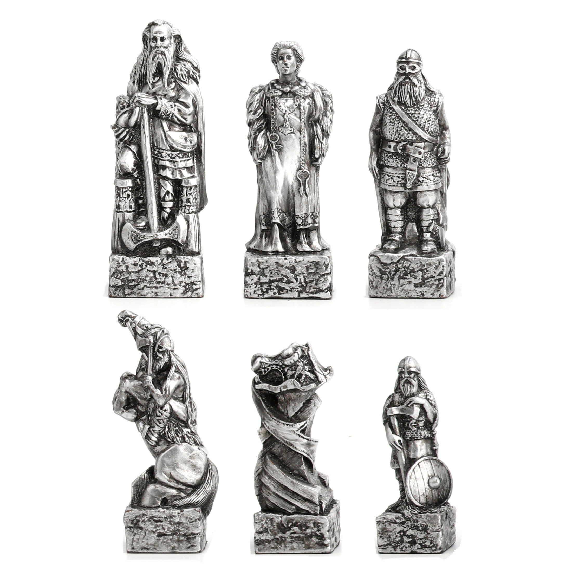 4 Inch Nordic Viking Chessmen Set (32 pcs per set) (19 Inch Wooden Board)