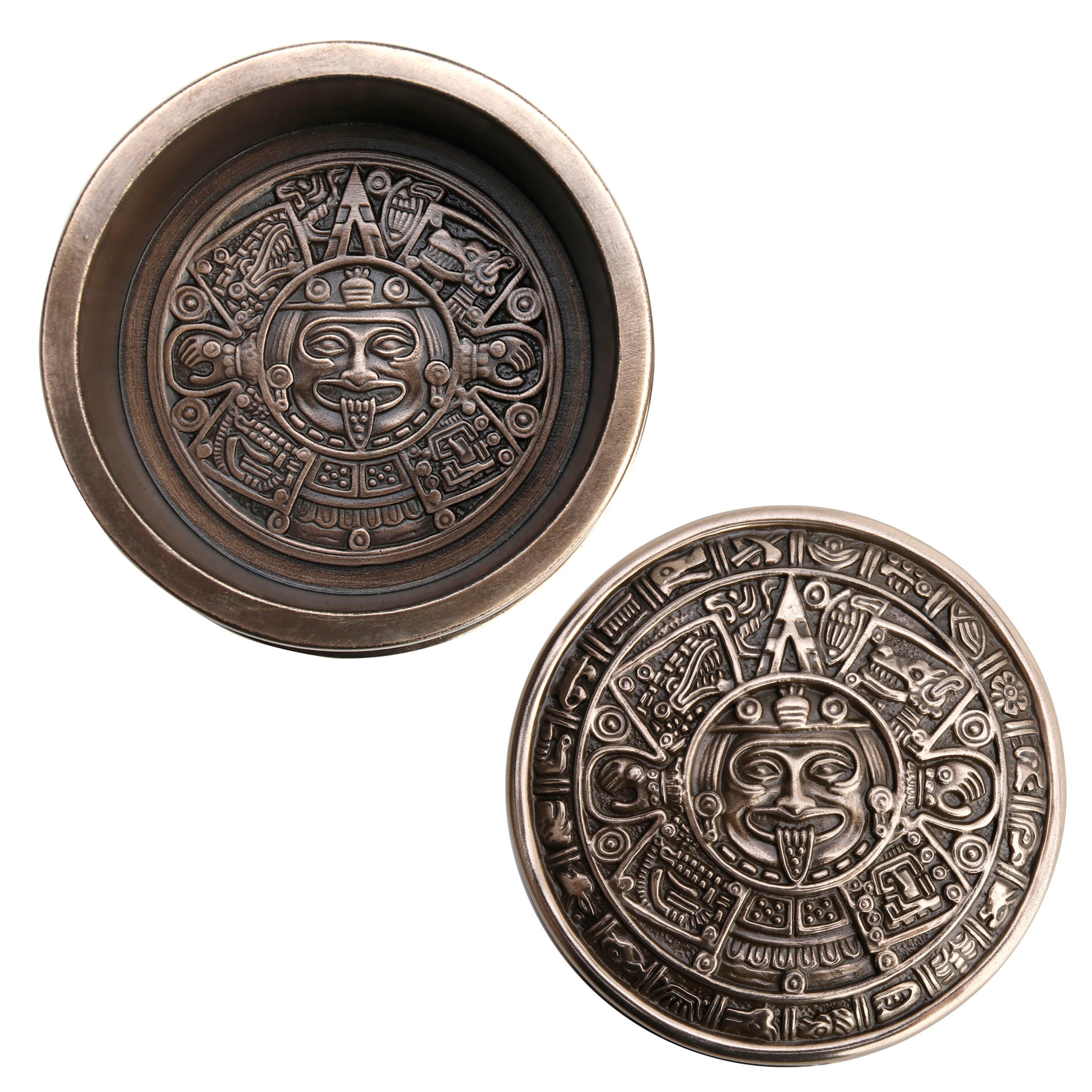 Aztec Sun Stone Round Trinket Box