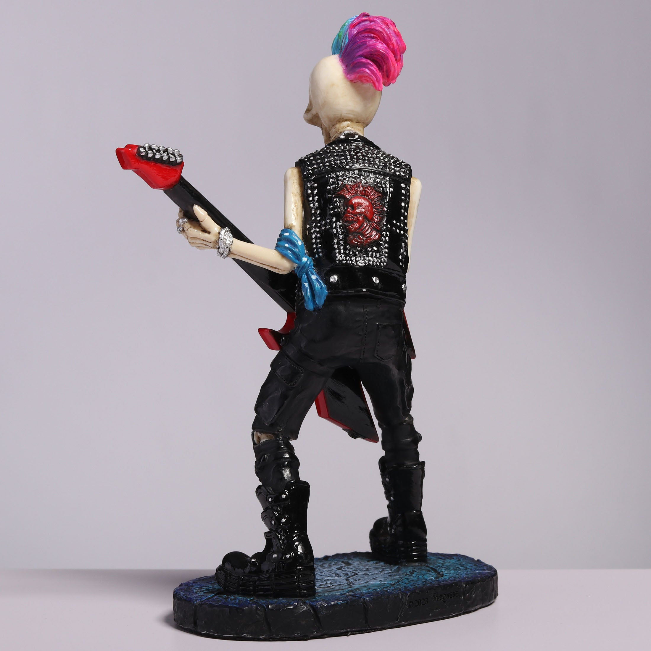 Skeleton Guitar Player Pink Pompadour Mohican