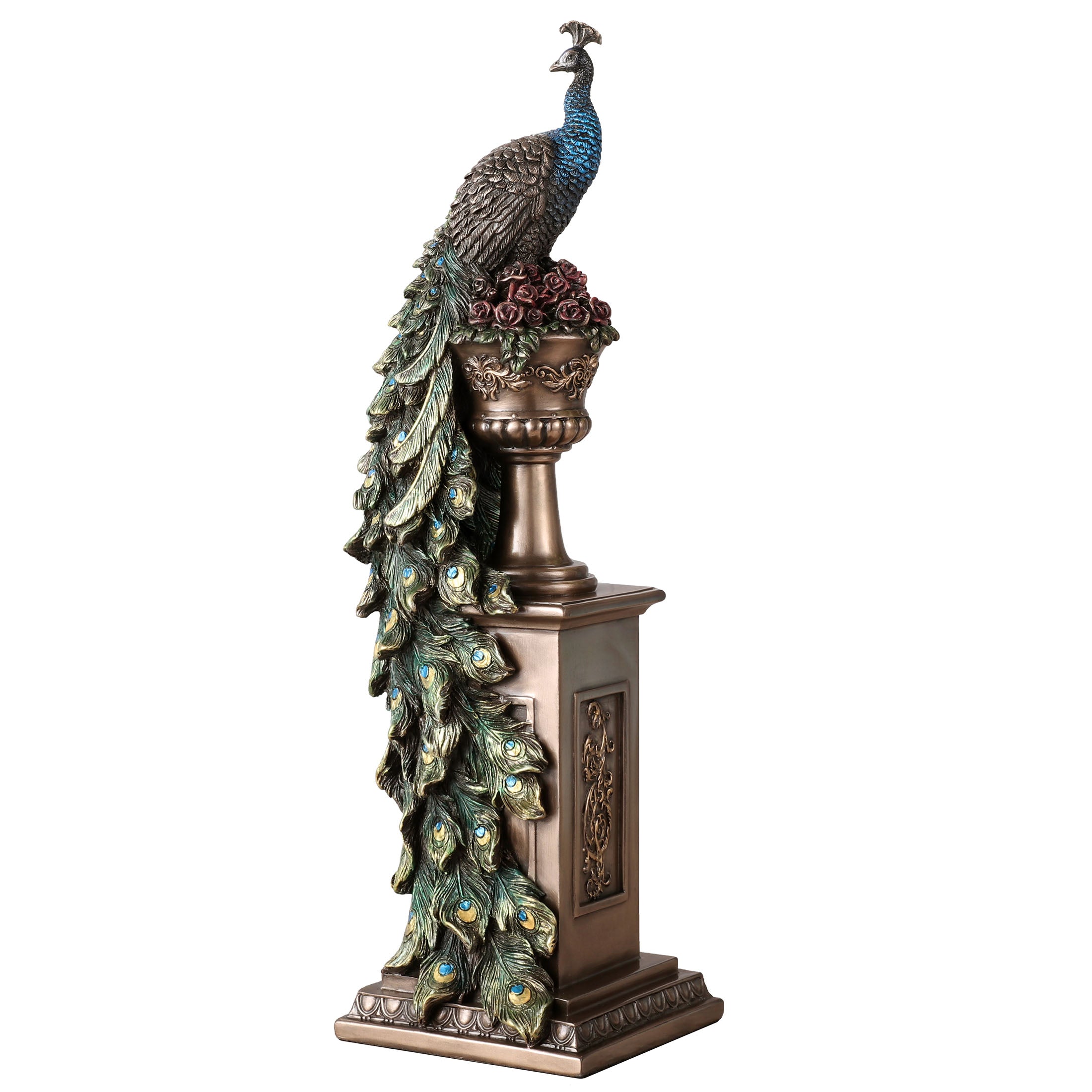 Peacock Perching On Column Vase