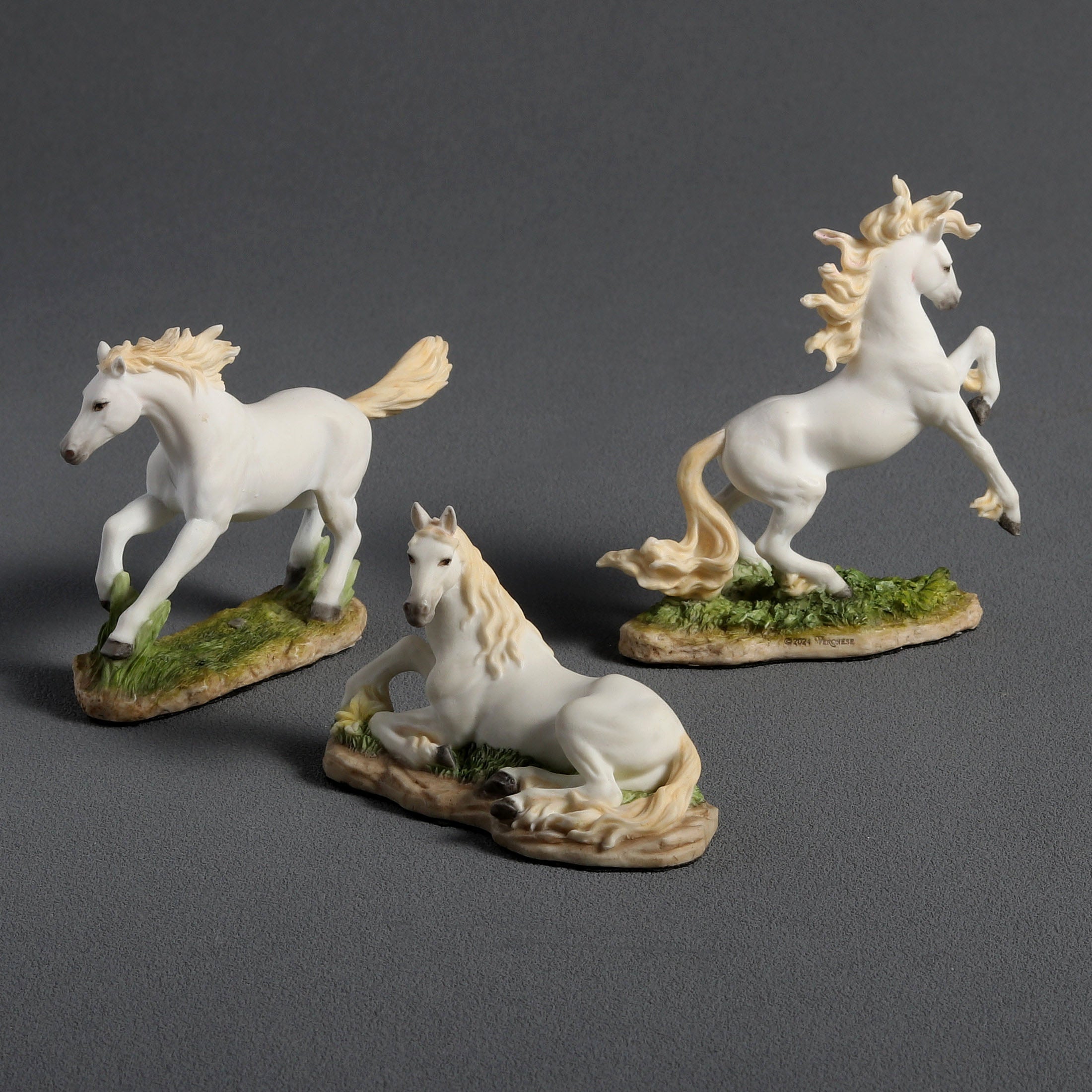 White Horses Running Lying And Prancing
