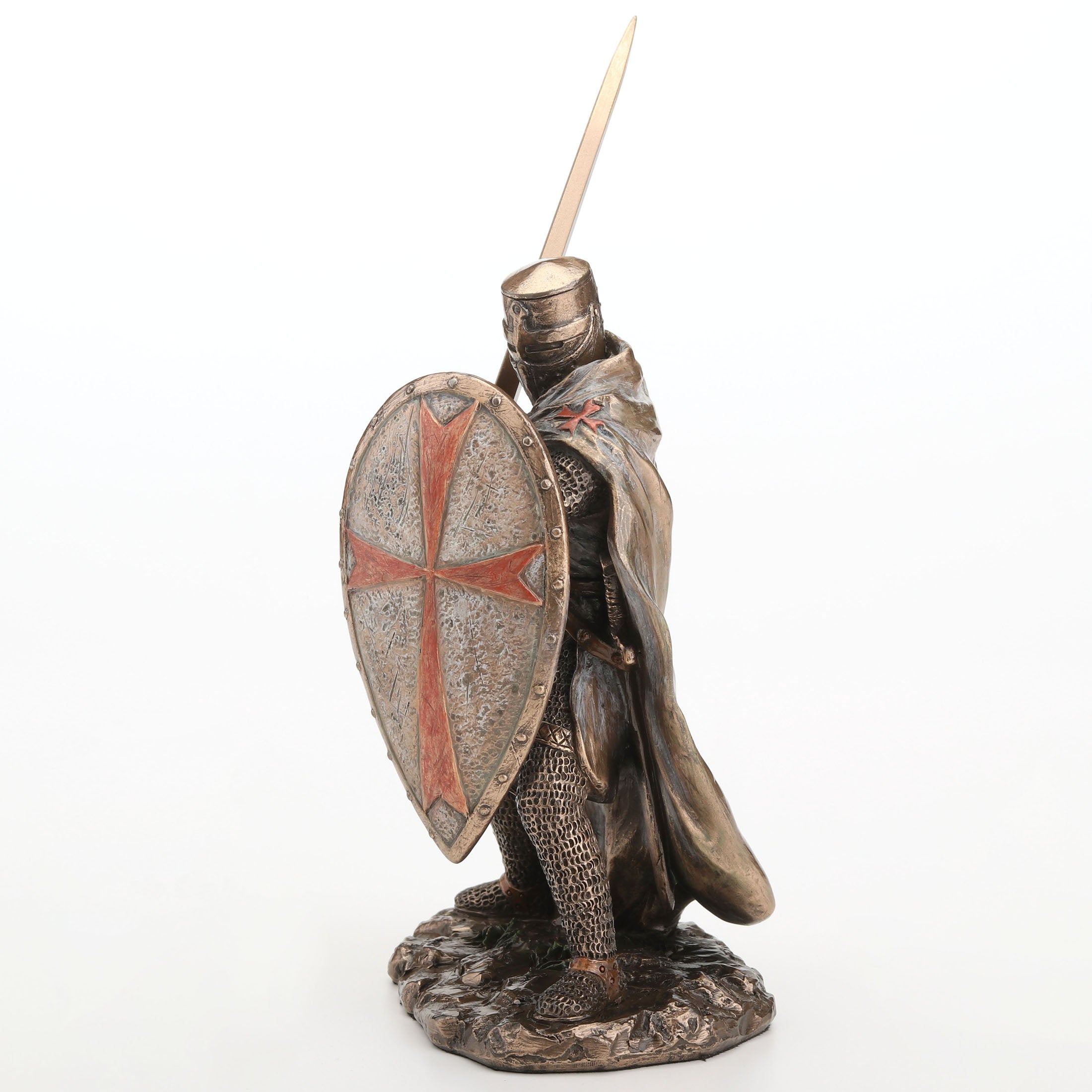 Knights Templar Crusader Wielding Sword and Shield