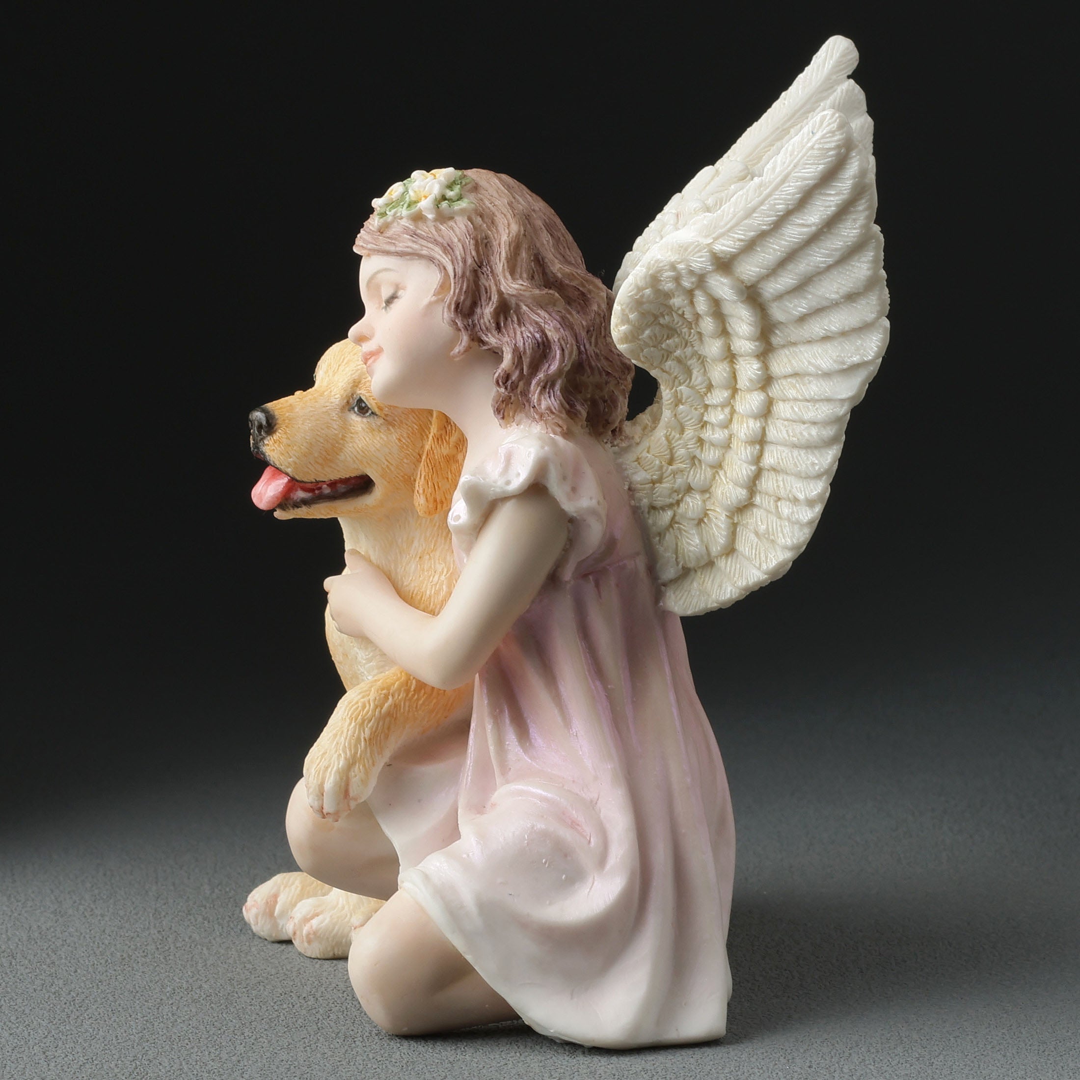 Angelic Little Girl And Golden Retriever Puppy