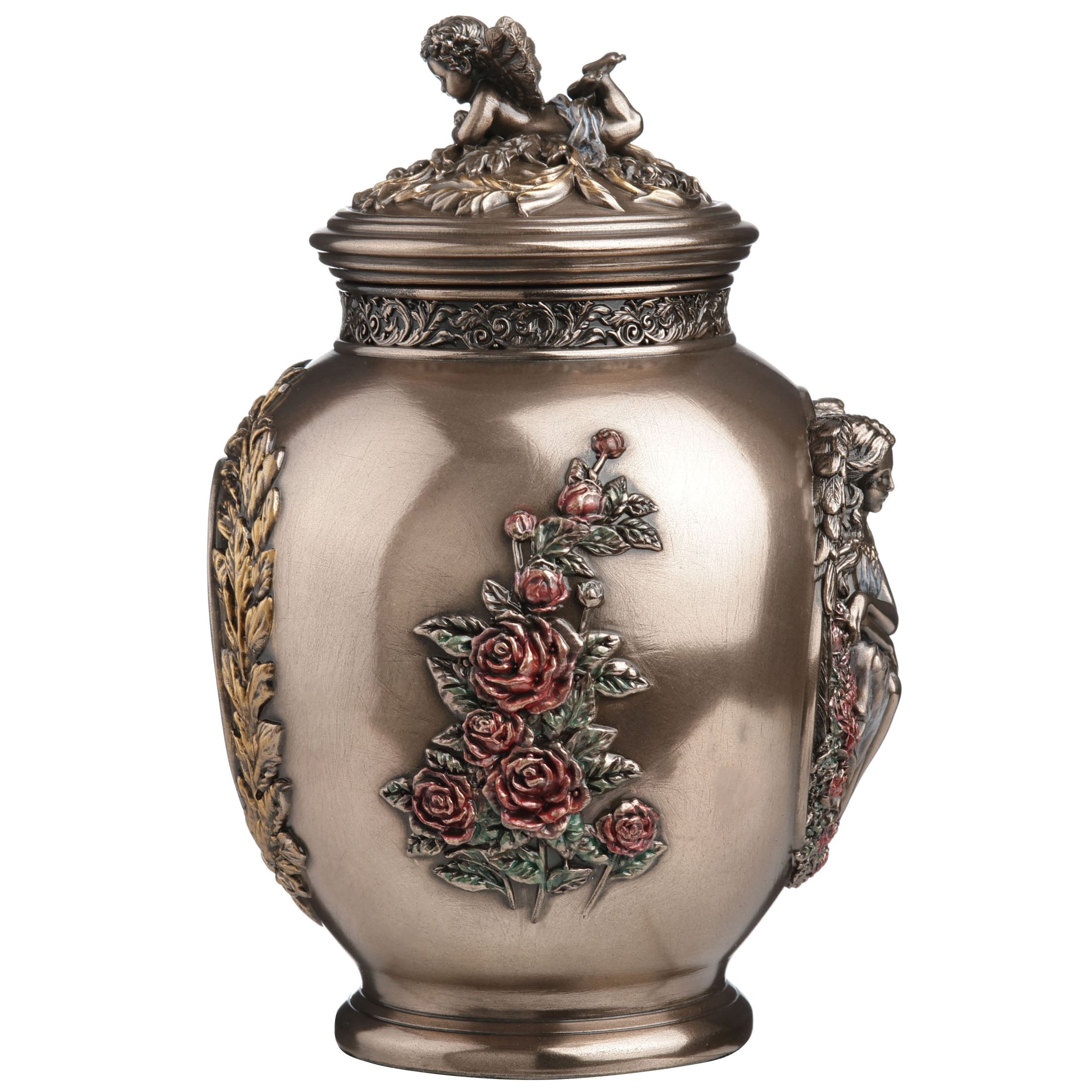 Rose Garden Guardian Angel Ceremonial Urn With Cherub Lid (450 ml)